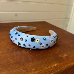 Blue Floral Embellished Headband